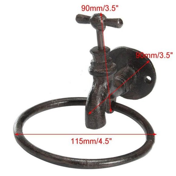 Farmhouse Garden Tap Cast Iron Towel Ring - Picture 10 of 12